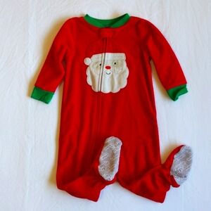 simple joys carter's christmas santa fleece zipper footie sleeper pajamas 12 mo